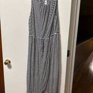 CAbi Navy and White Striped Dress